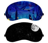 2 PCS Eye Mask, Sleeping Eye Mask for Side Sleeper, Galaxy Space Universe Moon Zero Eye Pressure Night Blindfold, Adjustable Sleep Cover, Completely Block Out Light Eye Shade