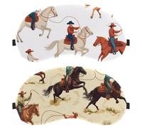 2 PCS Eye Mask, Sleeping Eye Mask for Side Sleeper, Wild Western Vintage Cowboys Desert Horses Zero Eye Pressure Night Blindfold, Adjustable Sleep Cover, Block Out Light Eye Shade