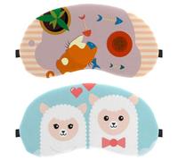 2 PCS Eye Mask, Sleeping Eye Mask for Side Sleeper, Zero Eye Pressure Night Blindfold, Cartoon Alpaca Couple Adjustable Sleep Cover, Completely Block Out Light Eye Shade