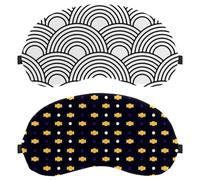 2 PCS Eye Mask, Sleeping Eye Mask for Side Sleeper, Zero Eye Pressure Night Blindfold, Halloween Yellow Candy Pattern Adjustable Sleep Cover, Completely Block Out Light Eye Shade