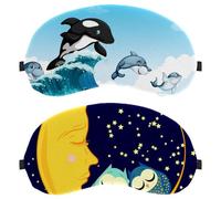 2 PCS Eye Mask, Sleeping Eye Mask for Side Sleeper, Zero Eye Pressure Night Blindfold, Owl Moon Adjustable Sleep Cover, Completely Block Out Light Eye Shade
