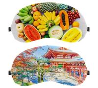 2 PCS Eye Mask, Temple Natural Scenery Sleeping Eye Mask for Side Sleeper, Zero Eye Pressure Night Blindfold, Adjustable Sleep Cover, Completely Block Out Light Eye Shade