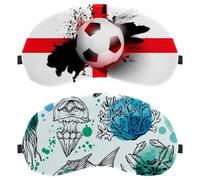 2 PCS Eye Mask Watercolor Fishes Starfish Crab Shell Sleeping Eye Mask for Side Sleeper Zero Eye Pressure Night Blindfold Adjustable Sleep Cover Block Out Light Eye Shade