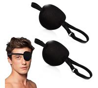2 Pcs Eye Patches for Adults, Adjustable Medical Eye Patch for Amblyopia, Strabismus, and Surgery Recovery, Eye Patches for Adults Suitable for Left Right Eye, 3D Groove Design Black