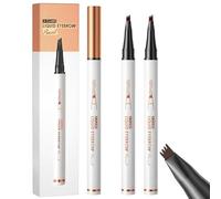 2 PCS Eyebrow Pencil, 2026 New Waterproof 3D Eyebrow Pencil with 4 fork Tips, Hair Drawing Microblading (Grey)
