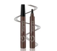 2 Pcs Eyebrow Pencil, Waterproof Sweatproof 4-Tip Brow Pen, Microblading Tattoo Eyebrow Pen with Fork Tip Smudgeproof Long-Lasting Brow Pencil for Makeup Beginners (Dark Brown)