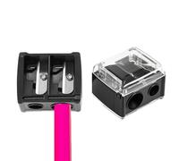 2 PCS Eyeliner Sharpener,Black Compact Dual Cosmetic Pencil Sharpener,2 Holes Makeup Sharpener,Compact & Easy to Clean,Cosmetic Makeup Tool,for Various Sizes of Eyebrow Pencil,Eyeliner,Lip Liner.
