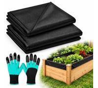 2 Pcs Fabric Liner for Large Veg Trough with 1 Pair of Gloves, 2.9m x 1.6m Non-Woven Raised Bed Planter Liners, Black Heavy Duty Plant Trug Liner for Outdoor Indoor Pots, Vegetable Pots Flowers