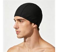 2 Pcs Fabric Swimming Cap，Swimming Hat Lightweight Bathing Caps for Women Men - Comfortable, Durable & High Elastic，Ideal for Use in Swimming Pools or Open Water (2, black)