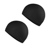 2 Pcs Fabric Swimming Caps, High Elastic Swimming Hat for Men Women, Comfortable Non-slip Swimming Hats for Adult and Kids, Chlorine Beating Lightweight Swim Cap (black)