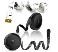 2 Pcs Fabric Tape Measure Set - 1 Retractable and 1 Soft (150cm/60in) for Sewing, Body, Tailors, Clothes, Waist, Bra Measurements (Black)