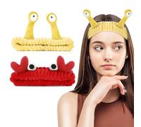2 Pcs Face Wash Headband Facial Makeup Head Band Snail Spa Hair Bands Cartoon Cute Christmas Hair Accessories Elastic Skincare HairBand for Women Girls Washing Face Shower Beauty Skincare(yellow)