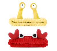 2 Pcs Face Wash Headband Snail Crab Spa Hair Bands Makeup Headbands Women Cartoon Cute Coral Fleece Elastic Headband Creative Hair Accessories for Washing Face Shower Sports Beauty Skincare