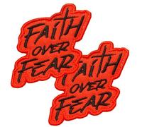 2 Pcs Faith Over Fear Inspirational Positive Sayings Patches for Jackets- Trendy Hook and Loop Embroidered Emblem for Backpack Vest Uniform Coats Jeans Biker Clothes Bags Helmet Dog Harness
