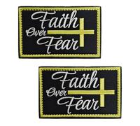 2 PCS Faith Over Fear Patch Cross Christian God Religious Faith Embroidered Tactical Morale Emblem Hook and Loop Patch for Clothes Biker Uniforms Pouch Jeans Vest Hat Backpack Jacket