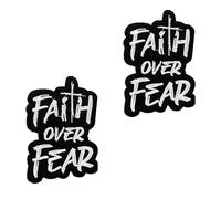 2 PCS Faith Over Fear Patches Funny Meme Tactical Embroidered Religious Cross Hook and Loop Applique Emblem Patches for Pouch,Vest,Hat,Clothes,Backpack,Jacket,Armband,Bag,Uniforms,Pants,Coat
