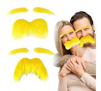 2 Pcs Fake Beard | Fake Mustache Eyebrows | Self-Adhesive Mustache and Eyebrows | Lorax Costume | 2 Types Funny Old Man Costume Stickers for Halloween Christmas Cosplay Party (Set B)