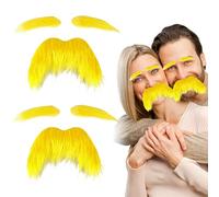 2 Pcs Fake Beard | Fake Mustache Eyebrows | Self-Adhesive Mustache and Eyebrows | Lorax Costume | Funny Old Man Costume Stickers for Halloween Christmas Cosplay Party