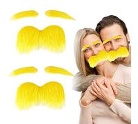 2 Pcs Fake Beard | Fake Mustache Eyebrows | Self-Adhesive Mustache and Eyebrows | Lorax Costume | Funny Old Man Costume Stickers for Halloween Christmas Cosplay Party (Set D)