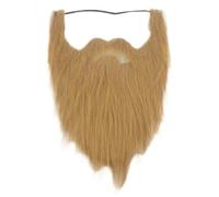 2 Pcs Fake Beards 17 In Long Halloween Ginger Goatee Fake Moustache with Elastic Band Brown Funny False Facial Hair Beard Wig For Men Halloween Costume Supplies