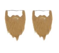 2 Pcs Fake Beards 17 In Long Halloween Ginger Goatee Fake Moustache with Elastic Band Brown Funny False Facial Hair Beard Wig For Men Halloween Costume Supplies