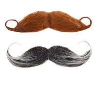2 Pcs Fake Beards Self Adhesive Beard, Old Man Detective Moustache,Novelty Mustache Black and Brown False for Halloween Masquerade, Christmas Party