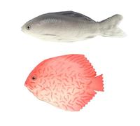 2 PCS Fake Fish, Big Fish, Plastic Fish, Big Fake Fish for Kids, Home Decor, Party & Educational Use, Grey & Striped Bass Design, Food Photography Prop Home Garden Kitchen Toy Party