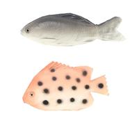2 PCS Fake Fish, Big Fishs, Realistic Fake Fish Toy Set, Perfect for Home Decor, Pretend Artificial Grey Carp Lifelike Striped Bass Ornament Hanging, Party Themes, and Educational Play