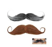 2 Pcs Fake Moustache, Moustache, Moustache Fancy Dress, Stick on Moustache Adults, Stick on Beard Self Adhesive Fake Beard Detective Beard Suitability Makeup Ball Carnival Party Beard Black Brown