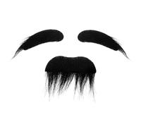 2 Pcs Fake Mustache and Eyebrows Self Adhesive Black Stick on Moustache Old Man Fake Beard Costume for Men and Women Disguise Realistic Mustache Stickers Fakes Facial Hair Party Cosplay Halloween