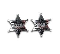 2 Pcs Fake Police & Sheriff Badge - Adults Special Police Metal Badges With Star, Westarn Cowboy Halloween Zombie Cops Fancy Dress Accessories (2 Pcs Shriff Badge)