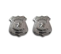 2 Pcs Fake Police & Sheriff Badge - Adults Special Police Metal Badges With Star, Westarn Cowboy Halloween Zombie Cops Fancy Dress Accessories (2 Pcs Police Badge)