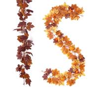 2 Pcs Fall Garland Maple Leaf, 5.6Ft/Piece 7 Colors Hanging Vine