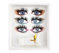 2 Pcs False Eyelashes with Eyelash Applicator, Faux Mink 3D Layered D Curl Lashes, Full Bouncy Volume, Synthetic Fiber, Reusable Dramatic Look