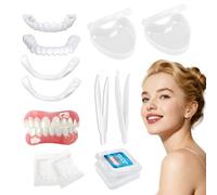 2 Pcs False Teeth Set, Silicone Dentures Full Mouth, False Teeth Set Full Dentures for Men and Women, Comfortable Natural and Fit