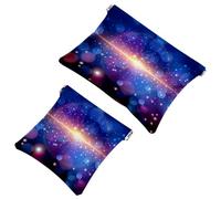 2 PCS Fantastic Sky Pocket Cosmetic Bag, Self-Closing Shrapnel Makeup Pouch, Portable No Zipper Mini Travel Make Up Bag for Headphones Coin Lipstick Cosmetics Earphones Jewelry Organizer