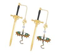 2 Pcs Fantasy Dragon Bookmarks Creative Book Markers Swords Page Markers for Students Teachers Fantasy Metal Page Marker Reading Swords