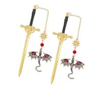 2 Pcs Fantasy Dragon Bookmarks Dragon Swords Page Marker Reading Bookmarks Metal Creative Page Marker Metal Reading Swords Book Markers