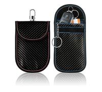 2 Pcs Faraday Pouch for Car keys, Signal Blocking Pouch for Car keys, RFID Blocker Bag Faraday Bag, Anti-Theft Keyless Car Blocker Case Safety Protector Case(Red, Blue)
