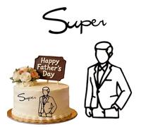2 Pcs Father’s Day Cake Toppers Minimalist Art Man Shaped Cake Decorations Super Dad Acrylic Cupcake Toppers for Man Dad Grandpa Birthday Father’s Day Party Decoration