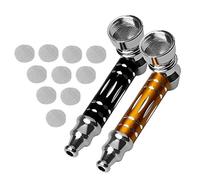 2 Pcs Father's Pocket Metal Pipes Mini Pipes Holder Detachable Cigarette Tobacco Smoking Pipe with 10PCS Stainless Steel Screen Filters for Grandfather, Husband, Boyfriend Gift Collection