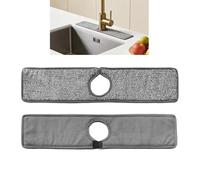 2 Pcs Faucet Absorbent Mat, Kitchen Sink Splash Mat Wraparound Faucet Strong Absorbent Mat Sink Faucet Wrap Around Mat for Motorhome Bar Kitchen Counter Bathroom (Grey)