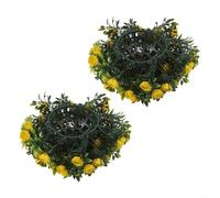 2 Pcs Faux Flower Balls for Hanging Garden Decor Artificial Topiary Balls for Patio Wall Ceiling Indoor Outdoor Use (Yellow Rose)
