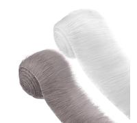 2 PCS Faux Fur Fabric,Craft Fur Shaggy Furry Fabric Fluffy Fabric Fur Chair Cover Patches Clothing Decoration,for DIY Craft Halloween Costume Gnome Beard Cosplay Costume (Gray, White,2x60 inch)