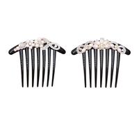 2 Pcs Faux Pearl Hair Side Combs French Crystal Combs Rhinestone Flower Comb Headpieces Bridesmaid Decorative Hair Pieces Vintage Wedding Hair Accessories for Women Girls A