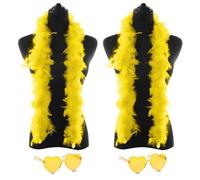 2 Pcs Feather Boas with Heart Rimless Sunglasses，4 ft Feather Boa Halloween Christmas Bachelor Party Pack Accessory(Pink Mix)
