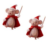 2 Pcs Felt Mouse Christmas Tree, Felt Mice Christmas Decorations, Cute Needle Felted Mice Doll, Handmade Wool Felted Ornament, Animal Crafts, Hanging Figurines & Stocking Stuffer Gift