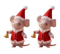 2 Pcs Felt Mouse Christmas Tree, Felt Mice Christmas Decorations, Cute Needle Felted Mice Doll, Handmade Wool Felted Ornament, Animal Crafts, Hanging Figurines & Stocking Stuffer Gift