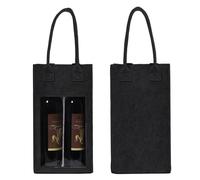 2 PCS Felt Wine Bottle Gift Bag for 2 Bottles Wine Carrier Tote Bag with Window Leakproof Felt Bottle Holder Bags with Handle Portable Reusable Wines Travel Bags for Champagne Beer Drinks Water