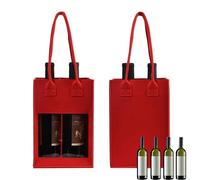 2 PCS Felt Wine Bottle Gift Bag for 4 Bottles Wine Carrier Tote Bag with Window Leakproof Felt Bottle Holder Bags with Handle Portable Reusable Wines Travel Bags for Champagne Beer Drinks Water